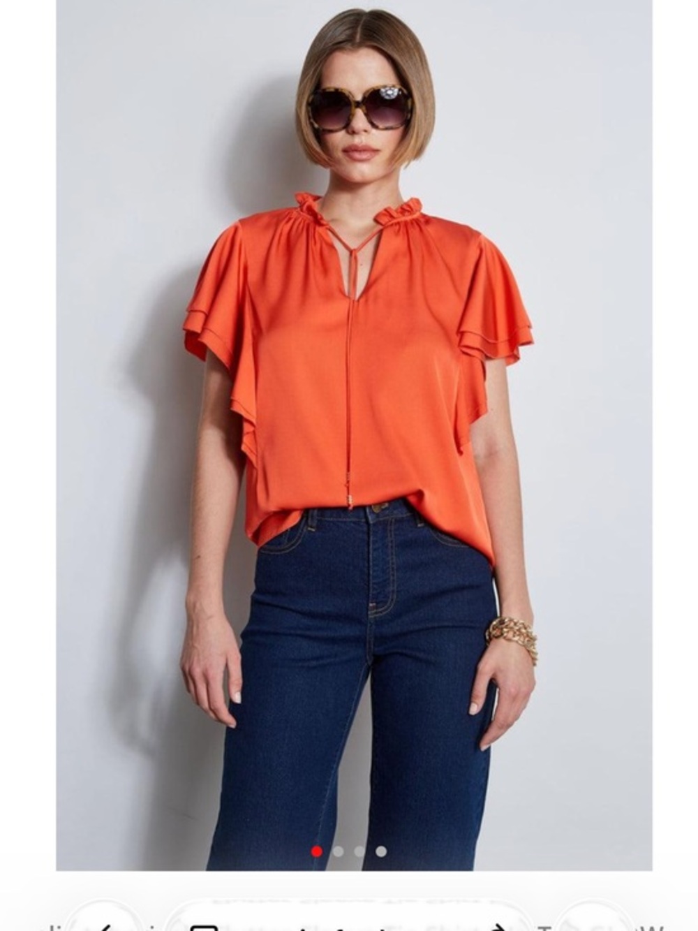 Elie Tahari Jupiter Glow Silk Flutter Sleeve Blouse Size Small NWT